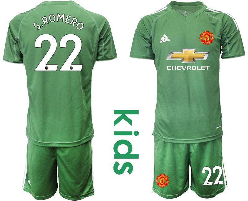 Youth 2020-2021 club Manchester United army green goalkeeper #22 Soccer Jerseys->manchester united jersey->Soccer Club Jersey